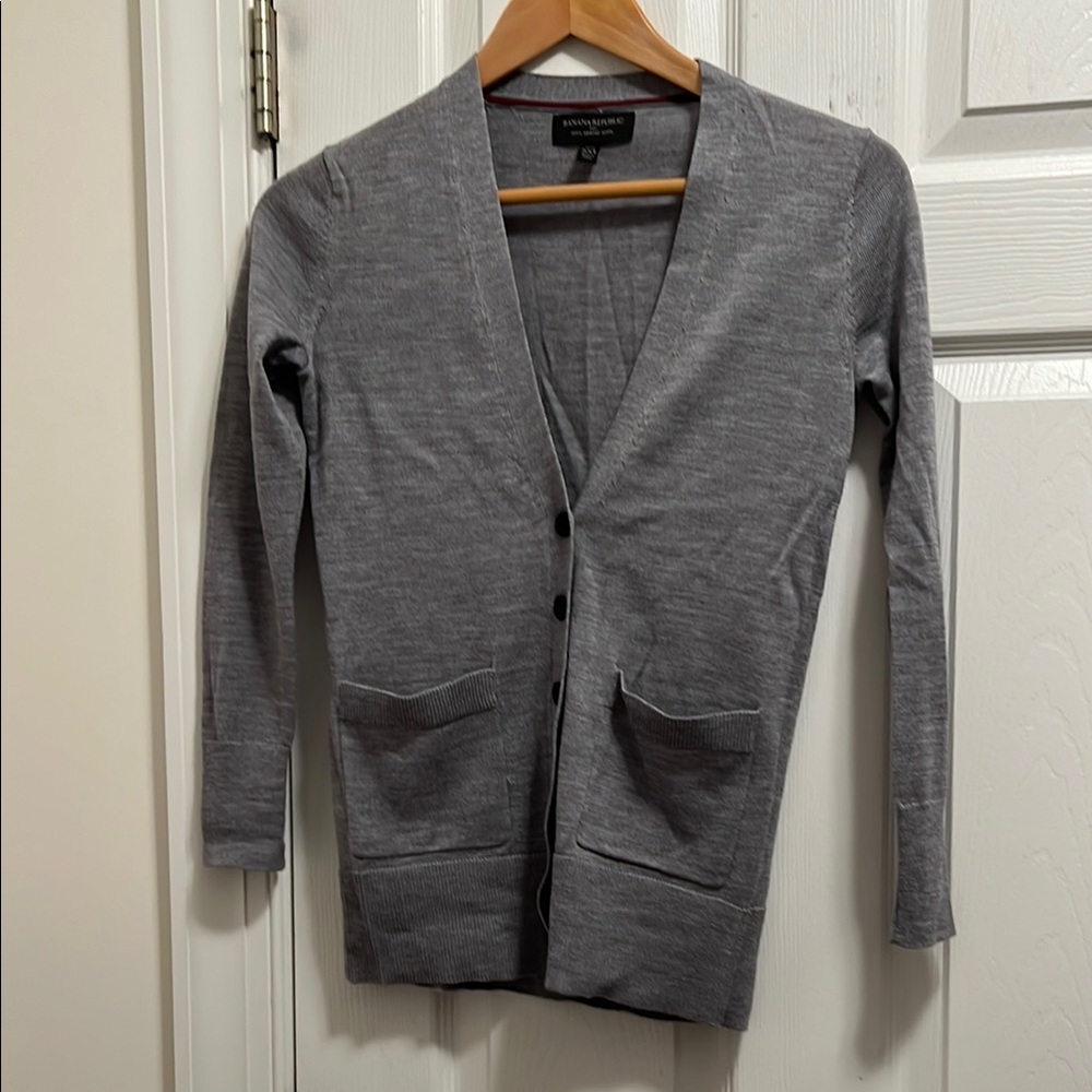 Banana Republic Factory Gray Button-Up Wool Cardigan